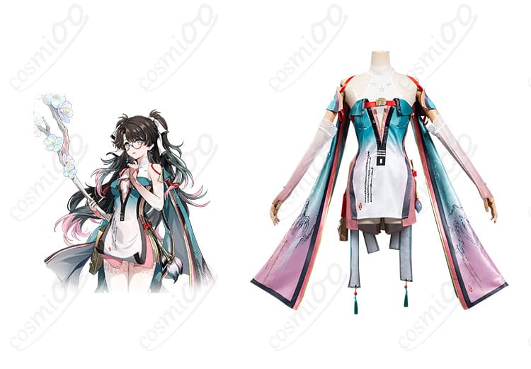 鳴潮折枝（オリエ）コスプレ衣装の正面とキャラクターを組み合わせた画像 – 作品の魅力を引き立てるディテール。