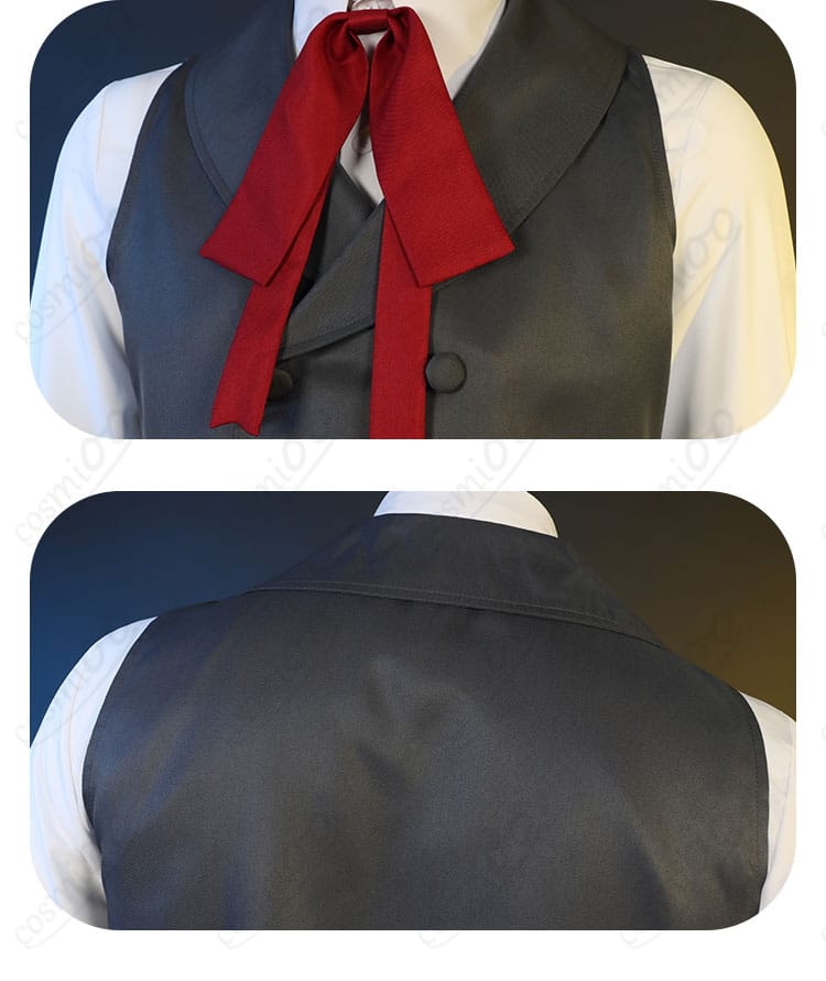 服装のリボンと背面装飾の詳細画像。アーカードの衣装背面のリボン装飾を強調した画像。