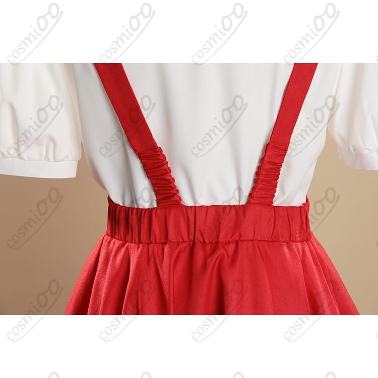 ちびまる子ちゃん さくらももこ コスプレ衣装｜素朴かわいい赤い吊りスカート再現 - 4枚目の画像
