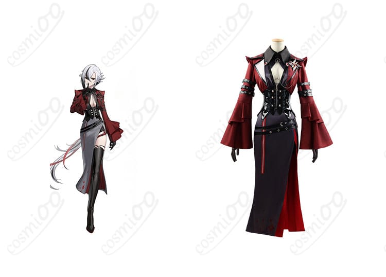 商品正面とキャラクターのコラボ画像 - 原神 アルレッキーノ コスプレ衣装