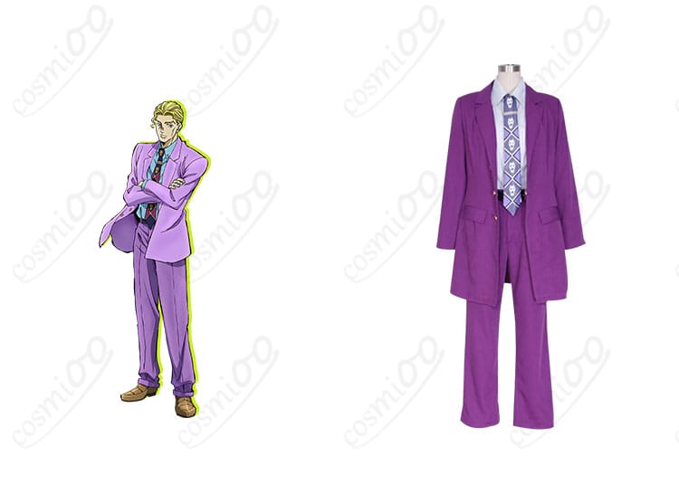吉良吉影 コスプレ衣装 ジョジョ第4部のキャラクターと合わせた正面画像。高忠実度再現でリアルな外観。
