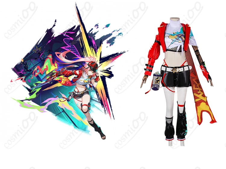 商品正面とキャラクターの組み合わせ画像 - 乱破（らんは）のスターレイルコスプレ衣装の正面をキャラクターとともに忠実に再現。ファン必見の高い再現度。