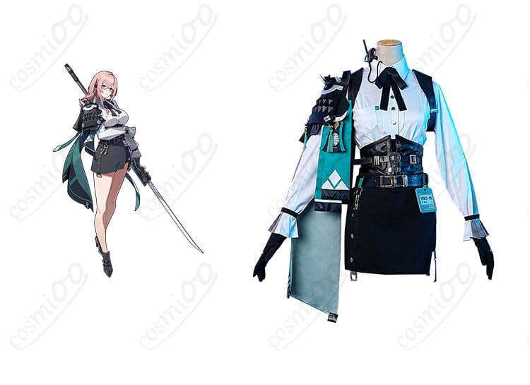 商品正面とキャラクター月城柳のコスプレ衣装の組み合わせ写真