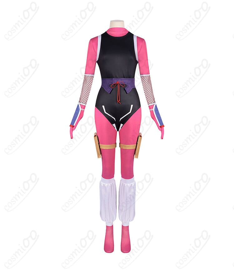 服装正面のディテール。レオタード、キャットスーツの正面デザイン詳細が見えます。