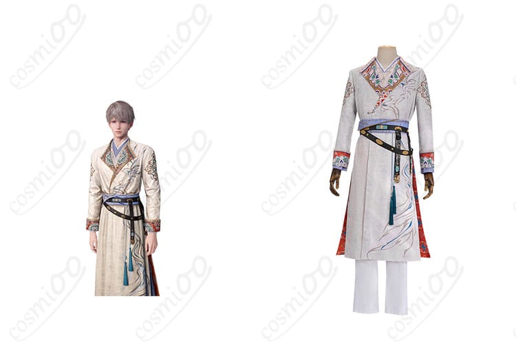 商品正面とキャラクター「セイヤ」のコスプレ衣装が一緒に写った画像。忠実再現の衣装デザイン。