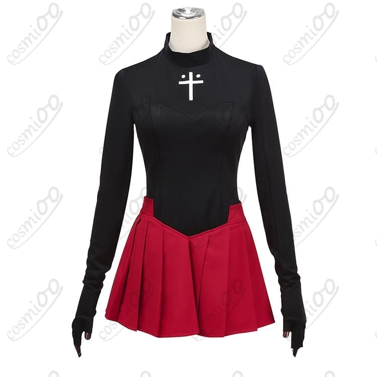 フェイト／エクストラ レコード 遠坂凛 コスプレ衣装 黒×赤の高再現フルセット - 1枚目の画像