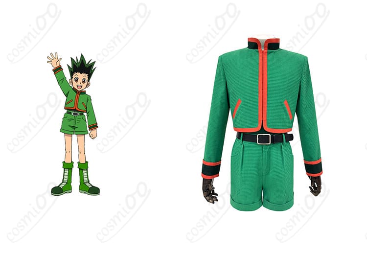 ゴン＝フリークス コスプレ衣装 ハンター試験編、キャラクターとのコスプレ合成写真。リアルなデザインと高い再現度。