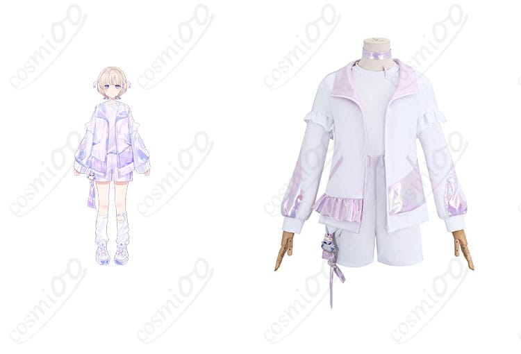 ホロライブ 轟はじめ コスプレ衣装の正面とキャラクターを合わせたシーン。