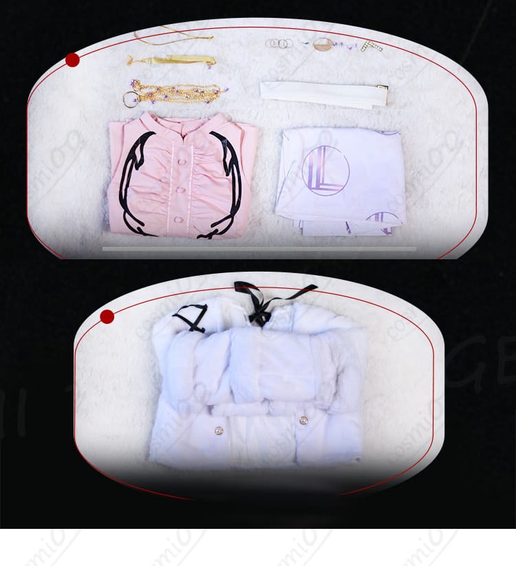 展示セット内容の画像。コスプレ衣装のセット内容全てを紹介した画像、全体像が一目で分かる。