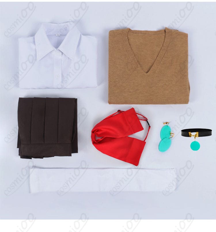 ダンダダン 綾瀬桃 制服 コスプレ衣装のセット内容。シャツ、スカート、靴下などがセット！
