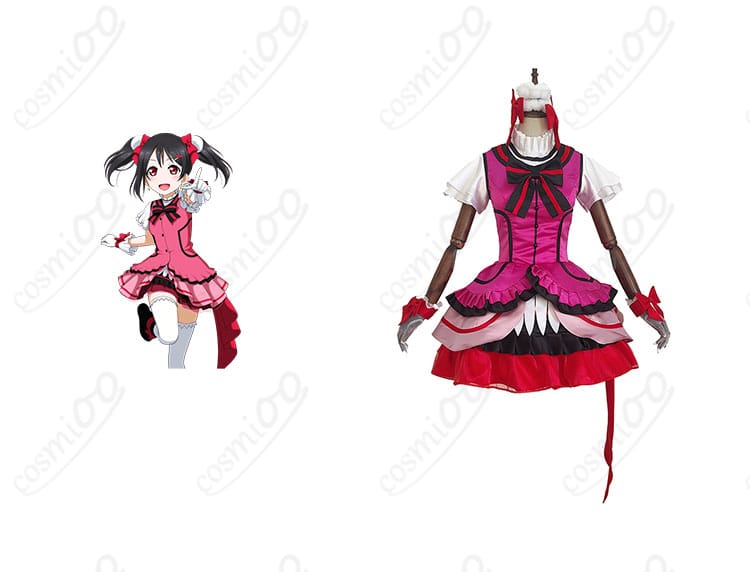 ラブライブ！ 矢澤にこのコスプレ衣装とキャラクターの正面画像。華やかなKira-Kira Sensationバージョン、ライブイベントやコスプレイベントにぴったり！