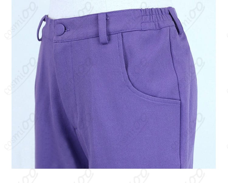 シルバーコスプレ衣装のパンツのウエスト部分装飾ディテール画像