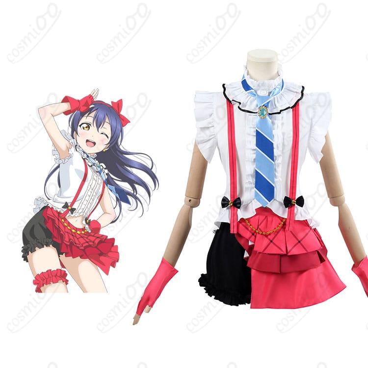 商品正面とキャラクターとの組み合わせ画像 - ラブライブ！スクフェス 園田海未のコスプレ衣装の正面とキャラクターのコラボレーション。高品質なデザインを確認！