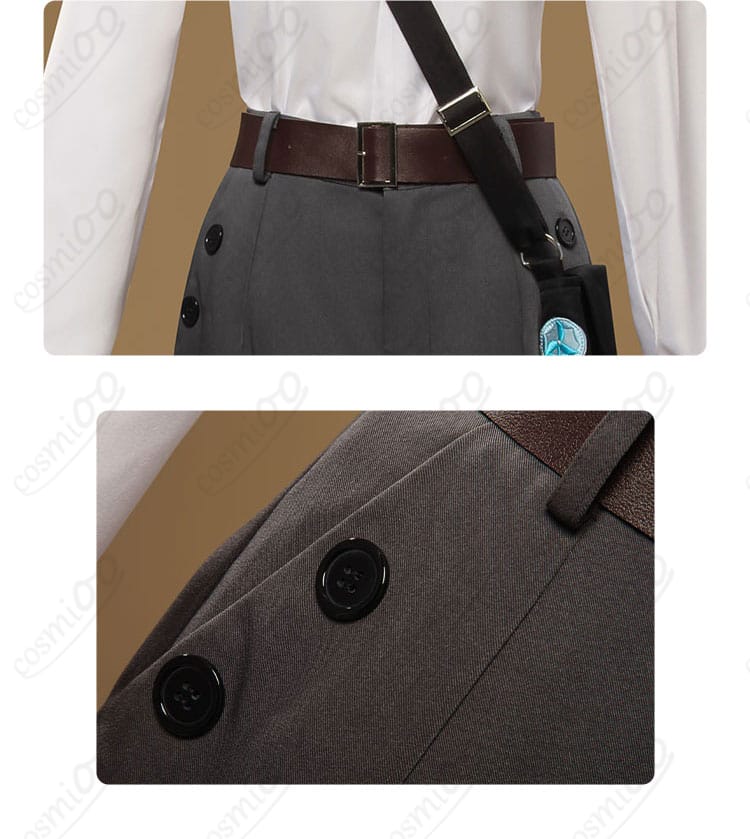 ズボンのポケットとベルト装飾の細部、ウェンディ・フートコスプレ衣装のアクセント