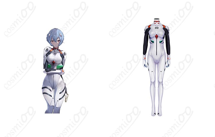 商品正面と綾波レイキャラクターのコスプレ衣装の組み合わせ写真 - エヴァンゲリヲンの忠実再現