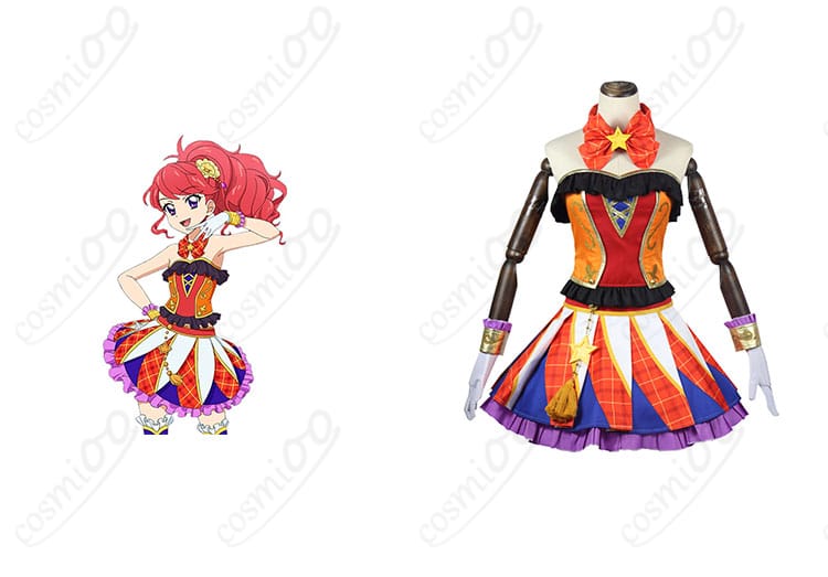 商品正面と紅林珠璃のキャラクターイメージのコスプレ衣装｜アイカツ！｜忠実再現