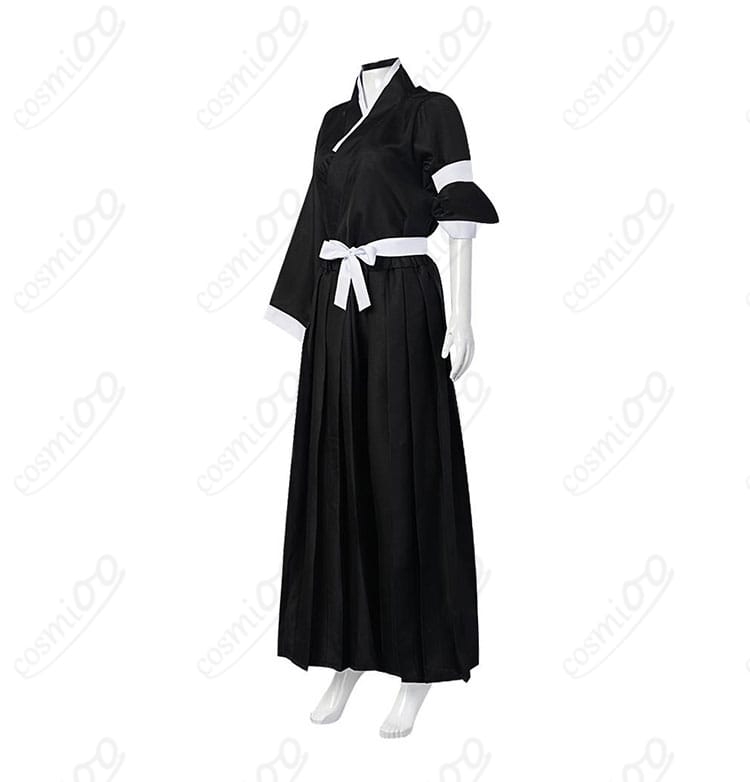 商品左側図 - 朽木ルキアの死覇装コスプレ衣装の左側面。服のラインとディテールに注目。