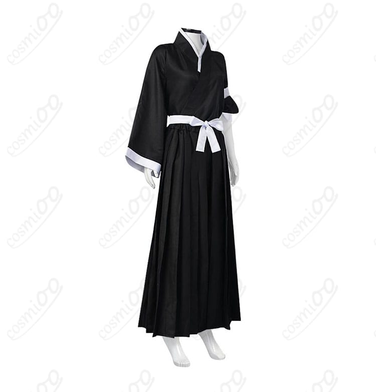 商品右側図 - 朽木ルキアの死覇装コスプレ衣装の右側面。精緻な衣装のディテールが見られます。