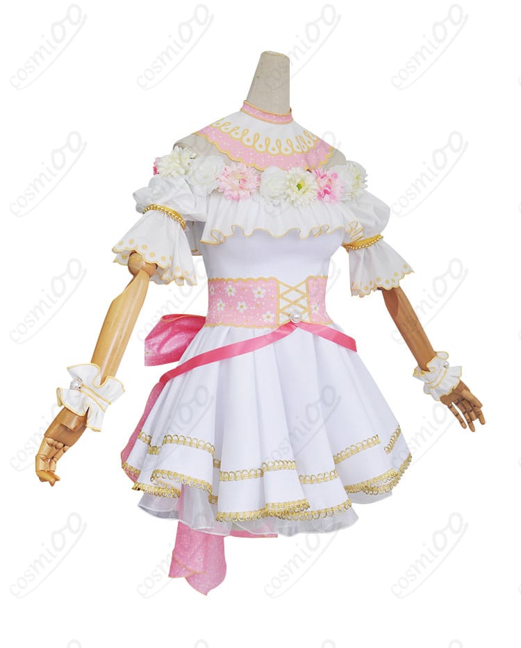 商品側面図。西木野真姫のコスプレ衣装の側面、つぼみ開き、大輪の花のディテール。