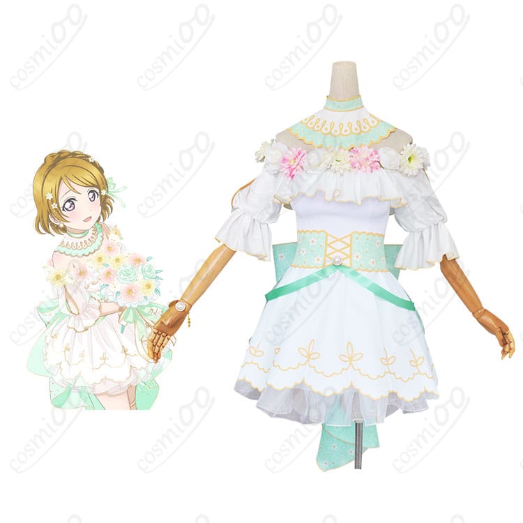 ラブライブ！スクフェス 小泉花陽 コスプレ衣装 フラワーフェスティバル編 心に春咲き 正面とキャラクターの融合画像