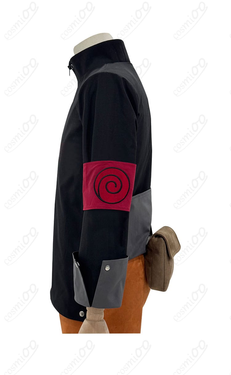 うずまきナルト コスプレ衣装左袖装飾の詳細画像 - 袖の刺繍や装飾がリアルに再現されたディテール。