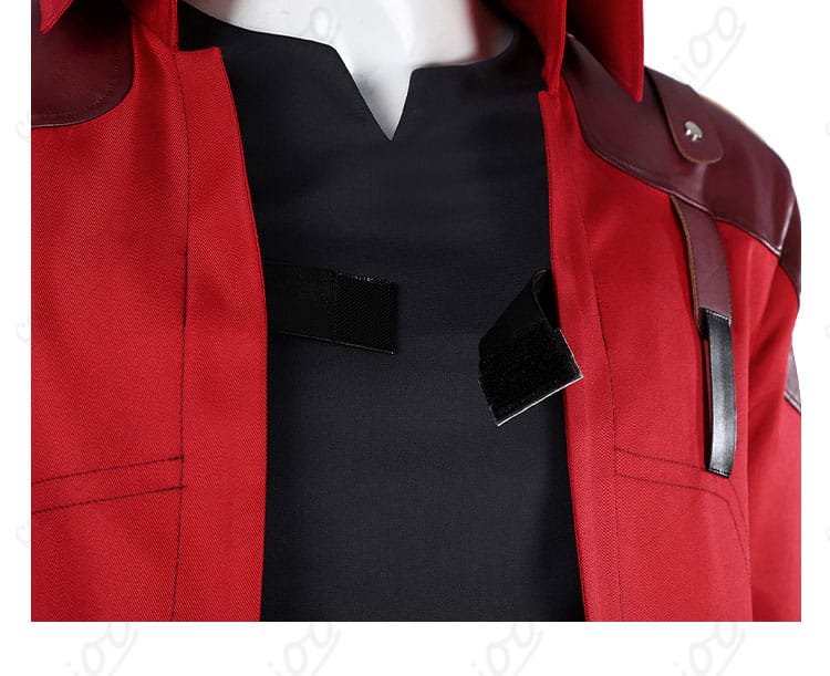 デビルメイクライ ダンテ コスプレ衣装 前立てのディテール画像。精巧な縫製で高級感を演出。