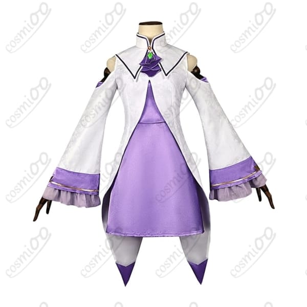 Re:ゼロ エミリア コスプレ衣装｜高再現・清楚な白×紫デザイン