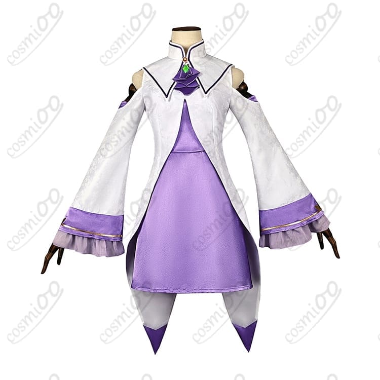 Re:ゼロ エミリア コスプレ衣装｜高再現・清楚な白×紫デザイン - 1枚目の画像