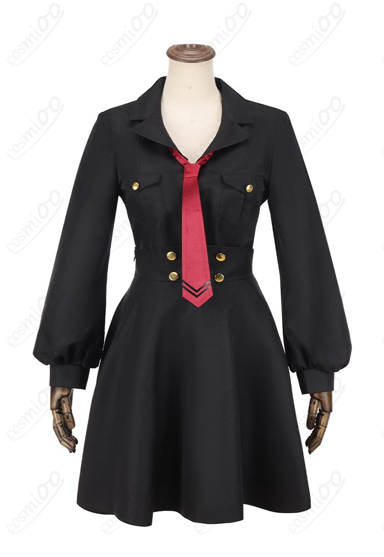 元宮チアキ コスプレ衣装 正面の服装の細部。ネクタイや袖のディテールがきれいに仕上げられた衣装。