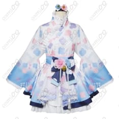 にじさんじ 天宮こころ 和服新衣装コスプレ｜清涼ブルーの振袖風フルセット - 1枚目の画像（サムネイル）