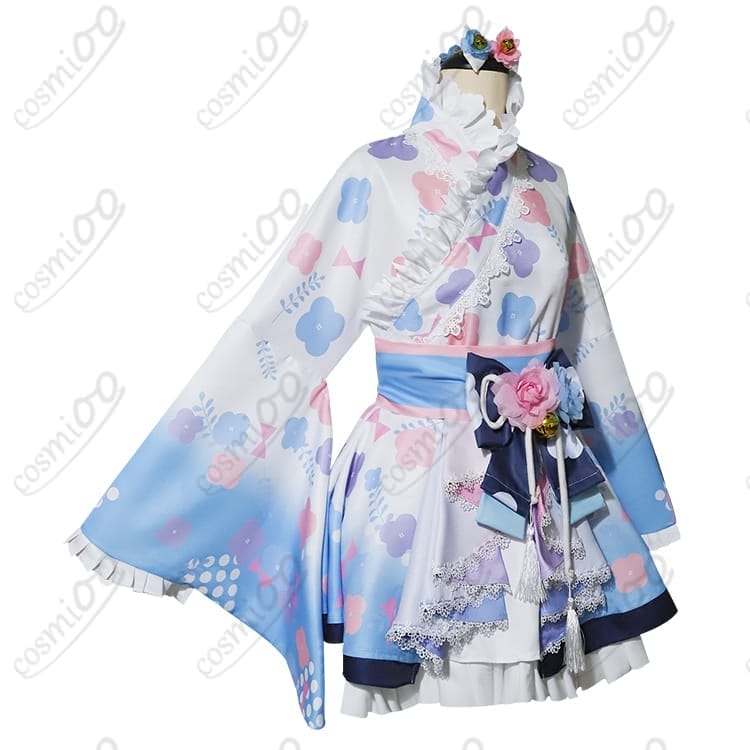にじさんじ 天宮こころ 和服新衣装コスプレ｜清涼ブルーの振袖風フルセット - 2枚目の画像