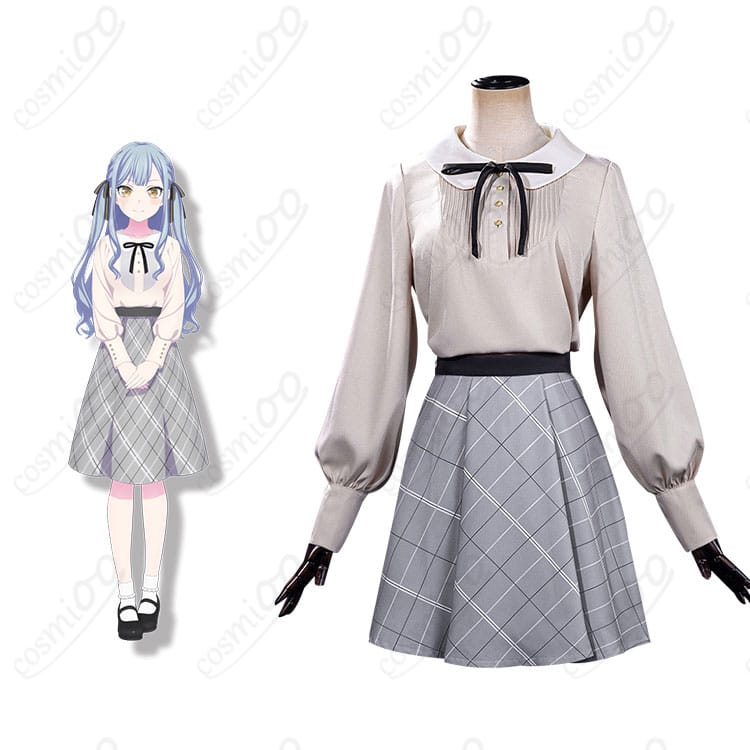 商品正面とキャラクター豊川祥子のコスプレ衣装の組み合わせ画像。高品質な再現と詳細なデザインが特徴です。