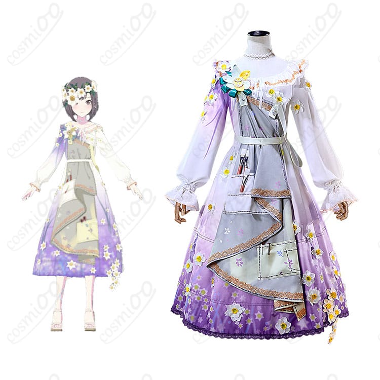 商品正面とキャラクターとのコラボ画像 - 高い再現度のコスプレ衣装。プロジェクトセカイ カラフルステージ！ feat. 初音ミクの東雲絵名コスプレ衣装。