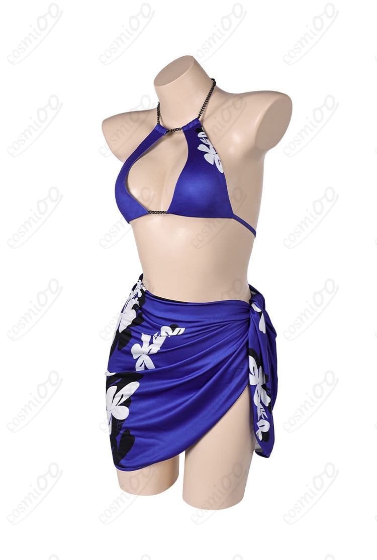 鉄拳8 麗奈の水着コスプレ衣装左側からの画像。衣装のシルエットと美しい仕上げがわかります。