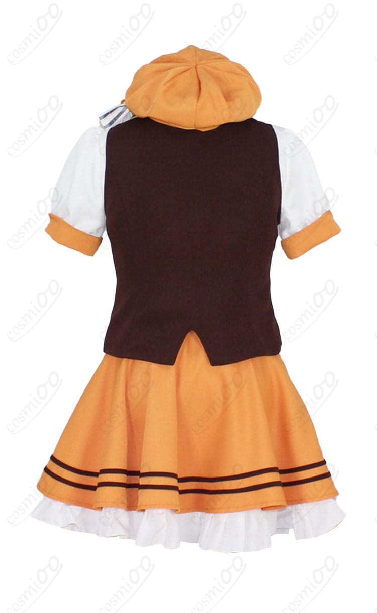 「ご注文はうさぎですか？」 シャロ メイド服コスプレ衣装の背面画像。素敵な背面デザインが特徴。