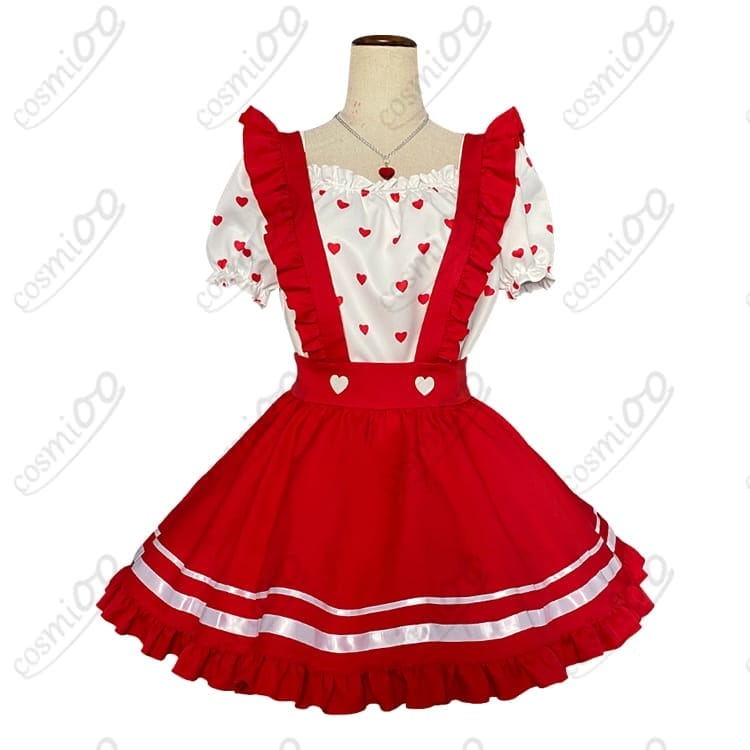アイカツ！ 星宮いちご ガーリーレッド コスプレ衣装 高再現・可憐な赤×白コーデ フルセット - 1枚目の画像