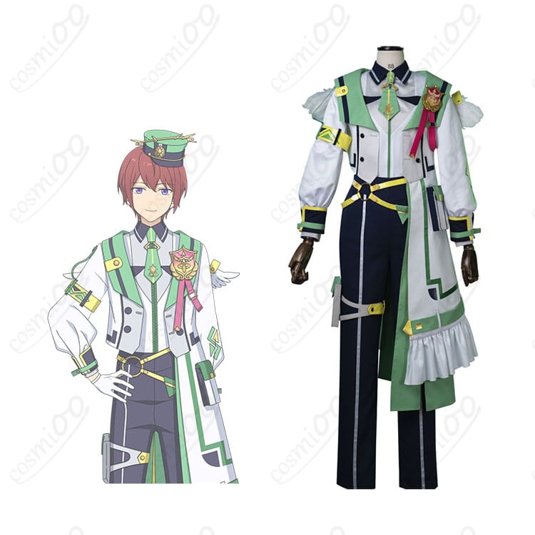商品正面とキャラクターのコスプレ衣装を組み合わせた画像 - あんさんぶるスターズ！！ 朱桜司・姫宮桃李・乱凪砂のプロメッサ衣装コスプレ