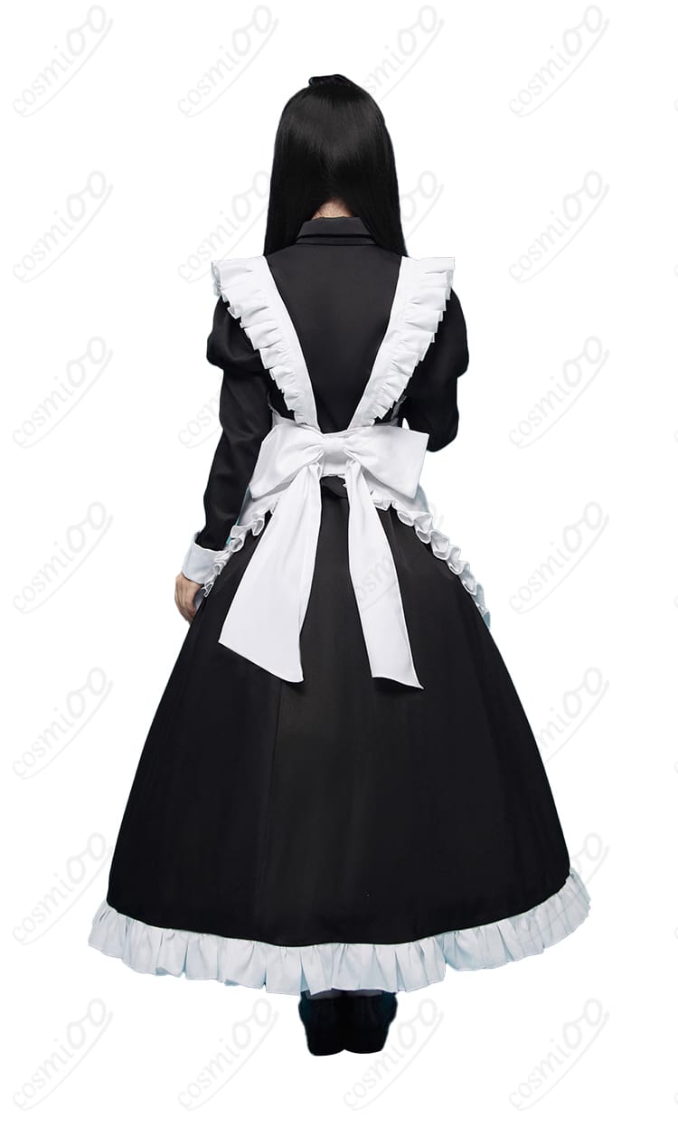 古見硝子 メイド服 コスプレ衣装 背面の蝶結び装飾。キャラクターの特徴を忠実に再現。
