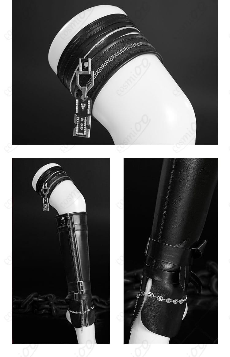 主人公プレイヤー コスプレ衣装の腿部装飾詳細。コスプレ衣装のアクセントとして重要なパーツ。