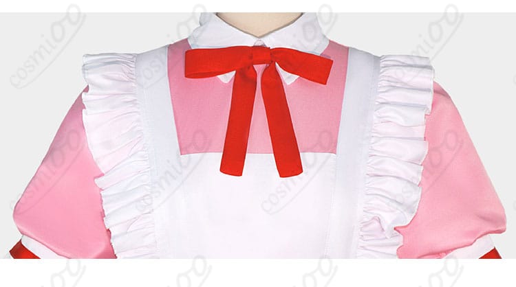 服装リボン装飾細部。鹿目まどかのメイド服コスプレ衣装のリボンの美しいディテール。