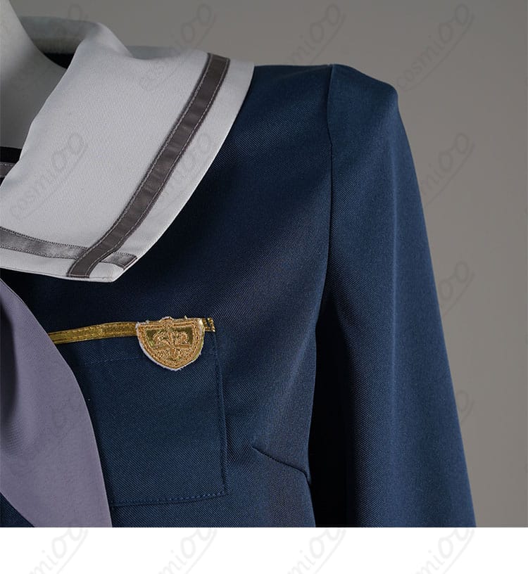 若葉睦 コスプレ衣装 月ノ森女子学園 制服 ダークブルー 肩袖部分の装飾ディテール