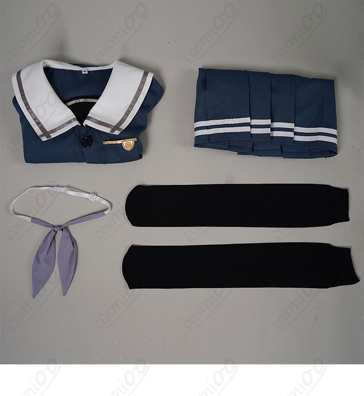 若葉睦 コスプレ衣装 月ノ森女子学園 制服 ダークブルー セット内容展示