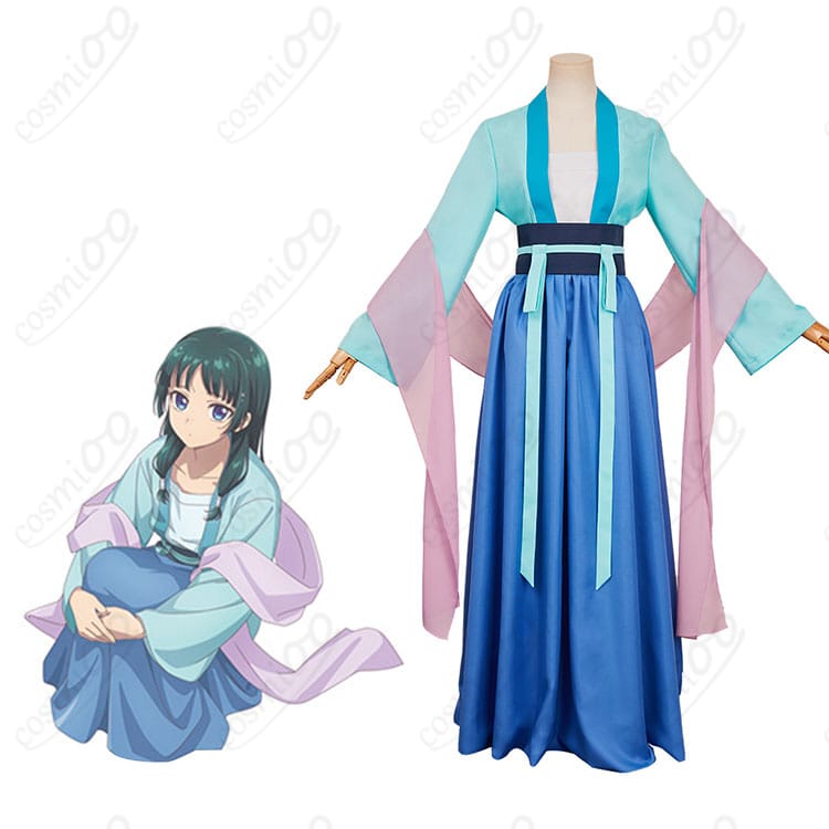 薬屋のひとりごと 第2期 猫猫（マオマオ）コスプレ衣装とキャラクターの結びつきを示す画像。高再現度で忠実に再現された衣装。