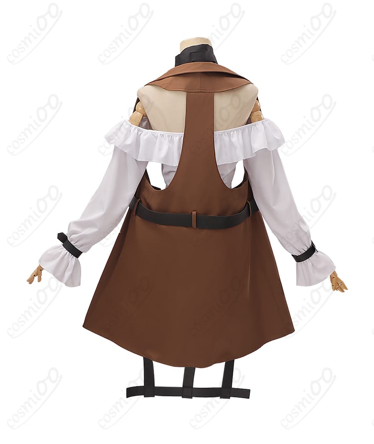 無期迷途 ヘラ コスプレ衣装の背面図。コートのシルエットとベルト取り回しを全体チェック。