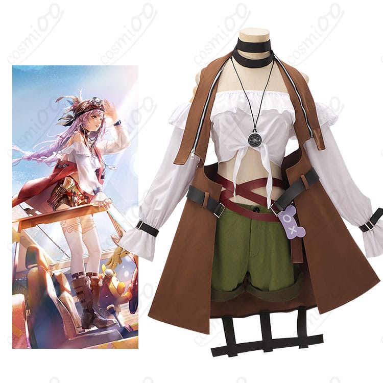 無期迷途 ヘラ「砂の海の旅」コスプレ衣装を着用した全身イメージ。砂漠探検風のコートとゴーグルが映えるカット。