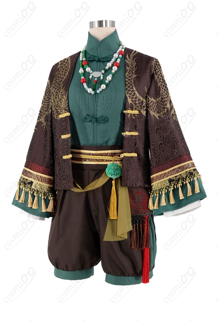 第五人格 画家 掌中の刻印コスプレの左側面ディテール。腰飾りやベルトの質感と立体的なラインを強調。