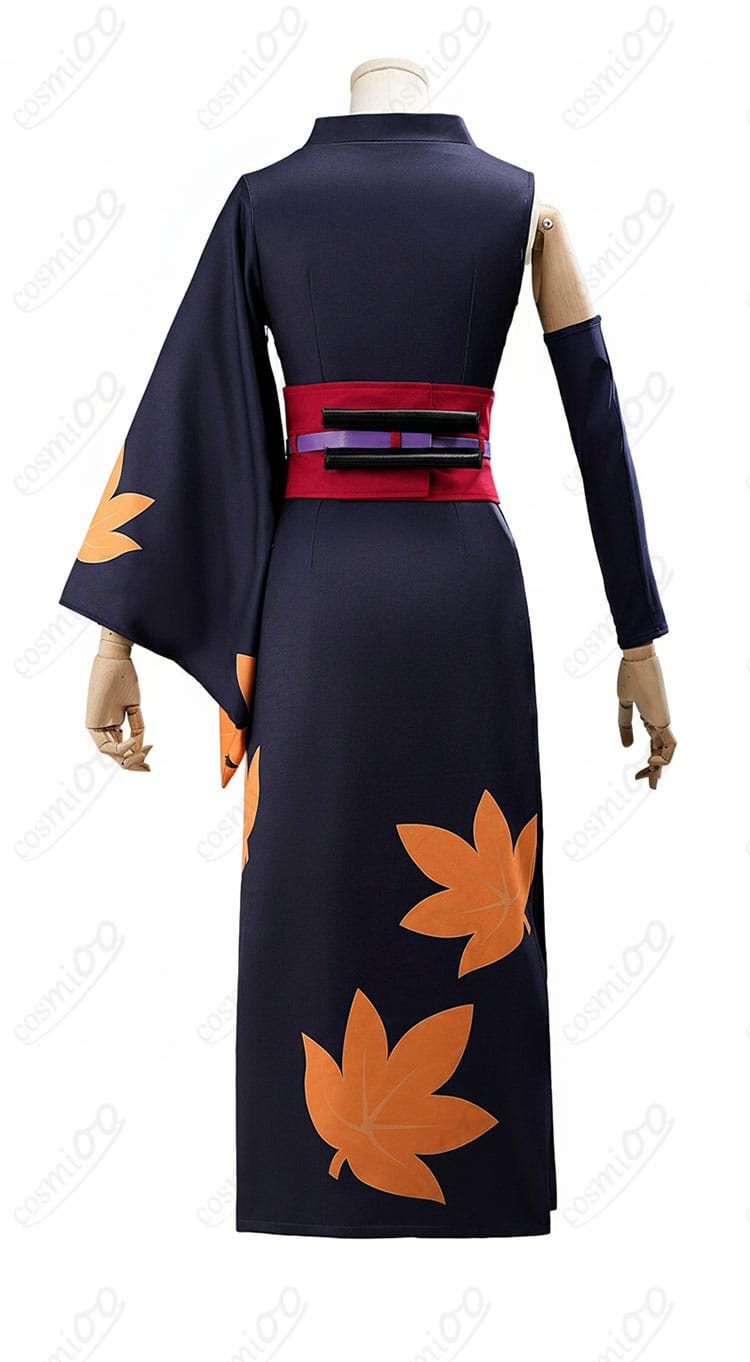 銀魂 月詠 コスプレ衣装の背面図。帯周りの処理と背中のシルエット、裾の広がりを再現。