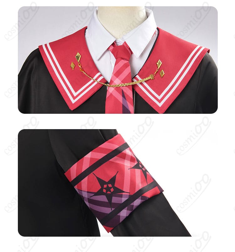 二階堂ヒロ衣装のネクタイと袖口装飾のアップ。縁取りと質感がわかる接写