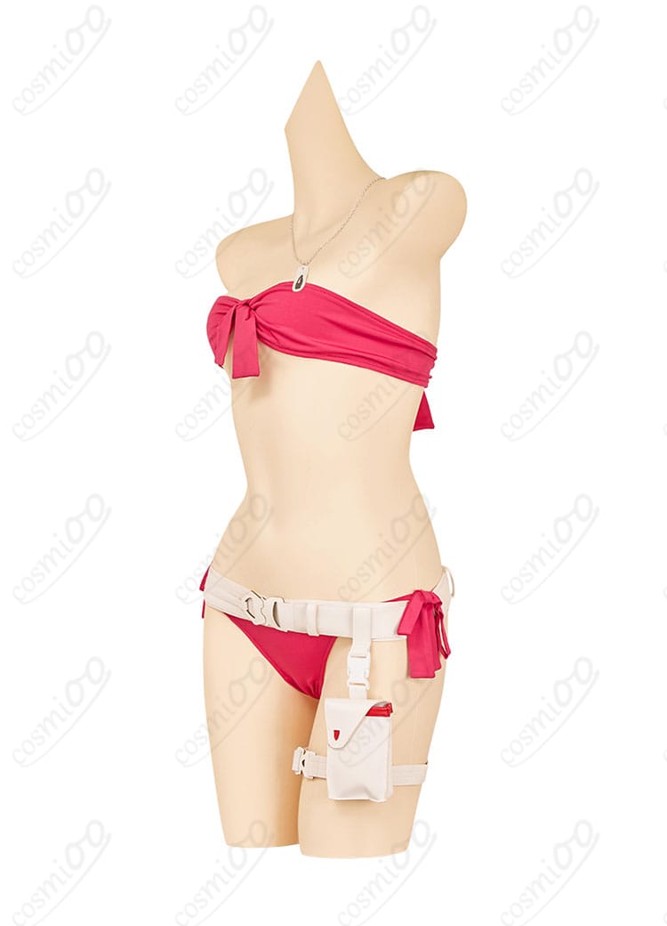 キャミィ水着コスプレ左側面ディテール。自然な体のラインと装飾配置