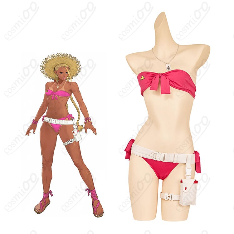 ストリートファイター6のキャミィ・ホワイト水着コスプレを着用した全身イメージとキャラクター再現例